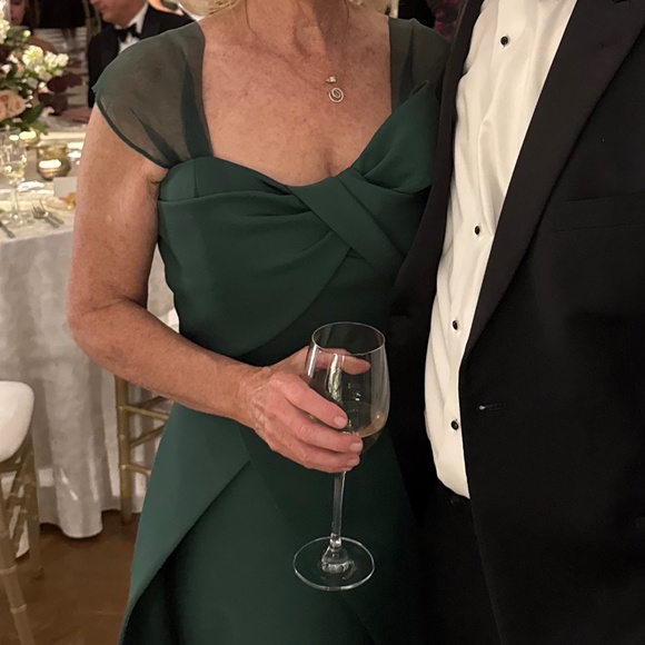 DRESS emerald green full length Nicole Bakti formal dress w removable straps - Picture 3 of 4